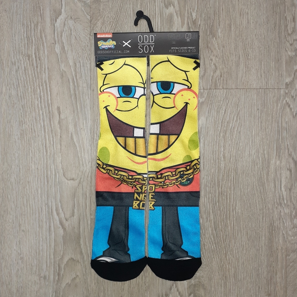 Odd Sox Sponge Bob Square Pants Swag Gold Chain Socks New